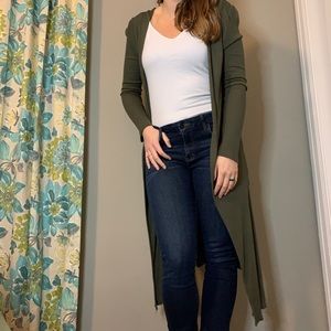 Army Green Duster Cardigan